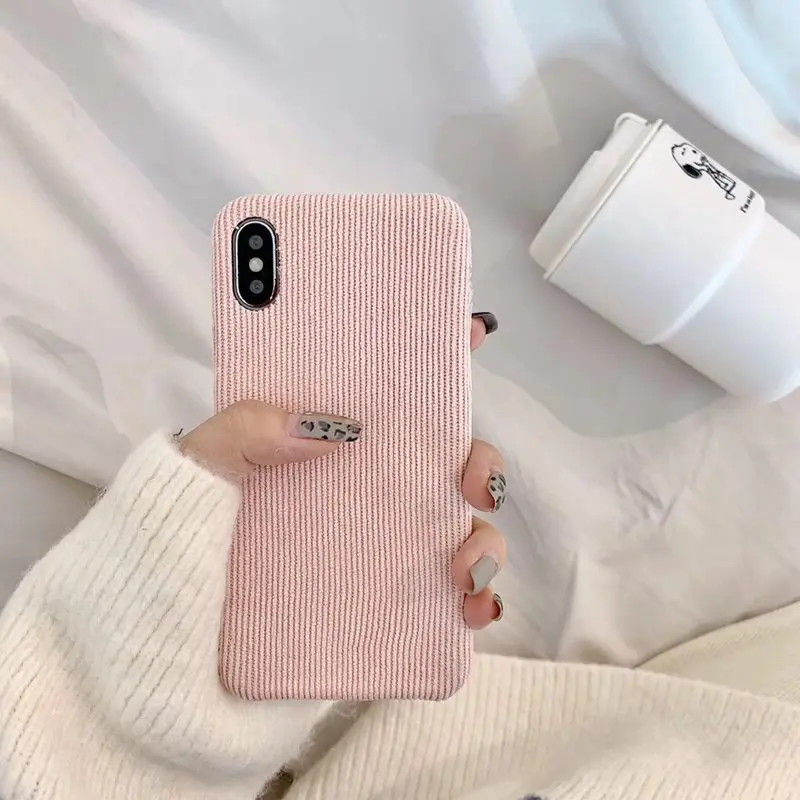 Новый чехол для телефона вельвет IPhone X 6 XS 6S 7 8 XR MAX Plus зимний теплый женский |