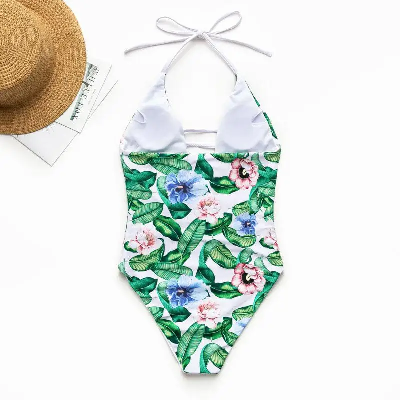 Misswim Винтаж цельный купальник женский с цветочным принтом бикини 2019 пикантные