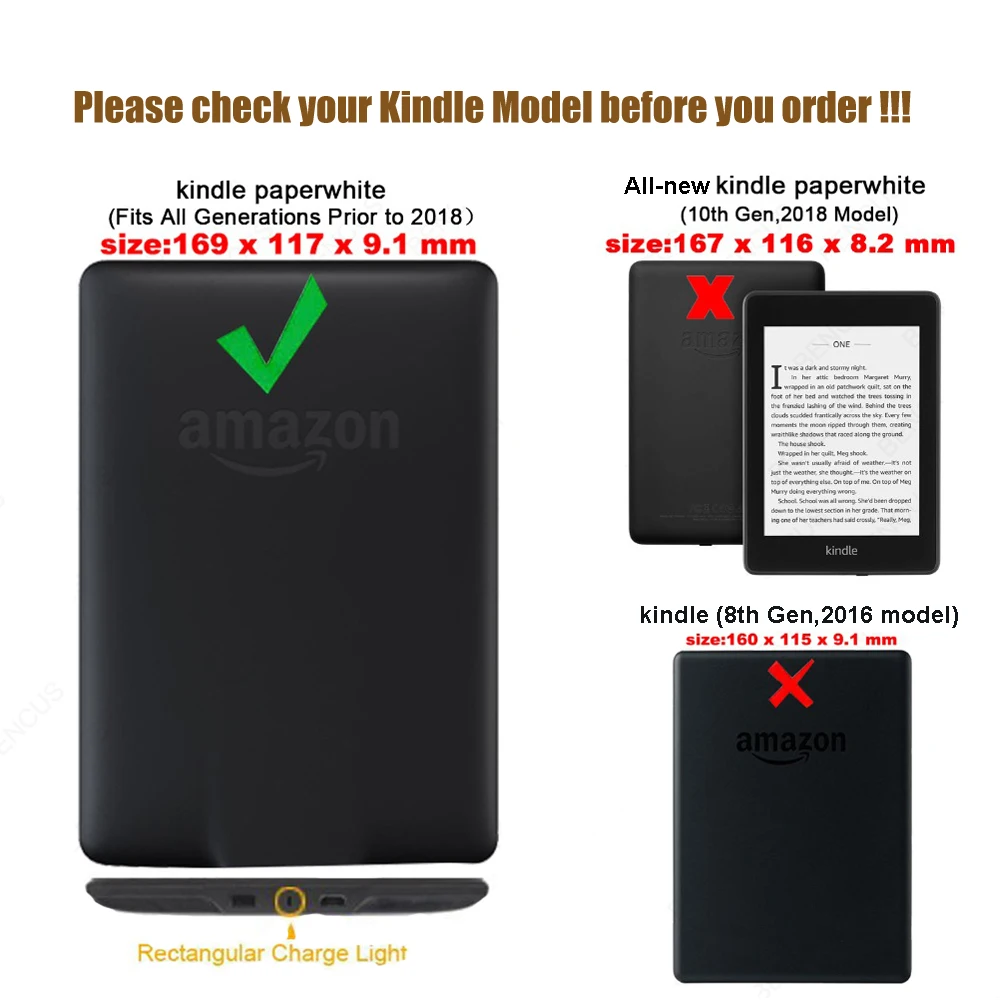 Ультратонкий чехол для Amazon Kindle Paperwhite 1 2 3 6 дюймов дюймовый планшета с функцией сна