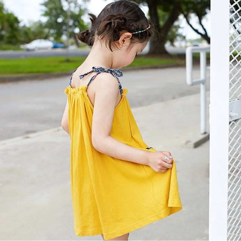 Summer 2019 Beach Holiday Cotton Teen Dresses Clothing Children Pockets Sleeveless Kids Sundress Clothes Baby Girls Dress | Детская