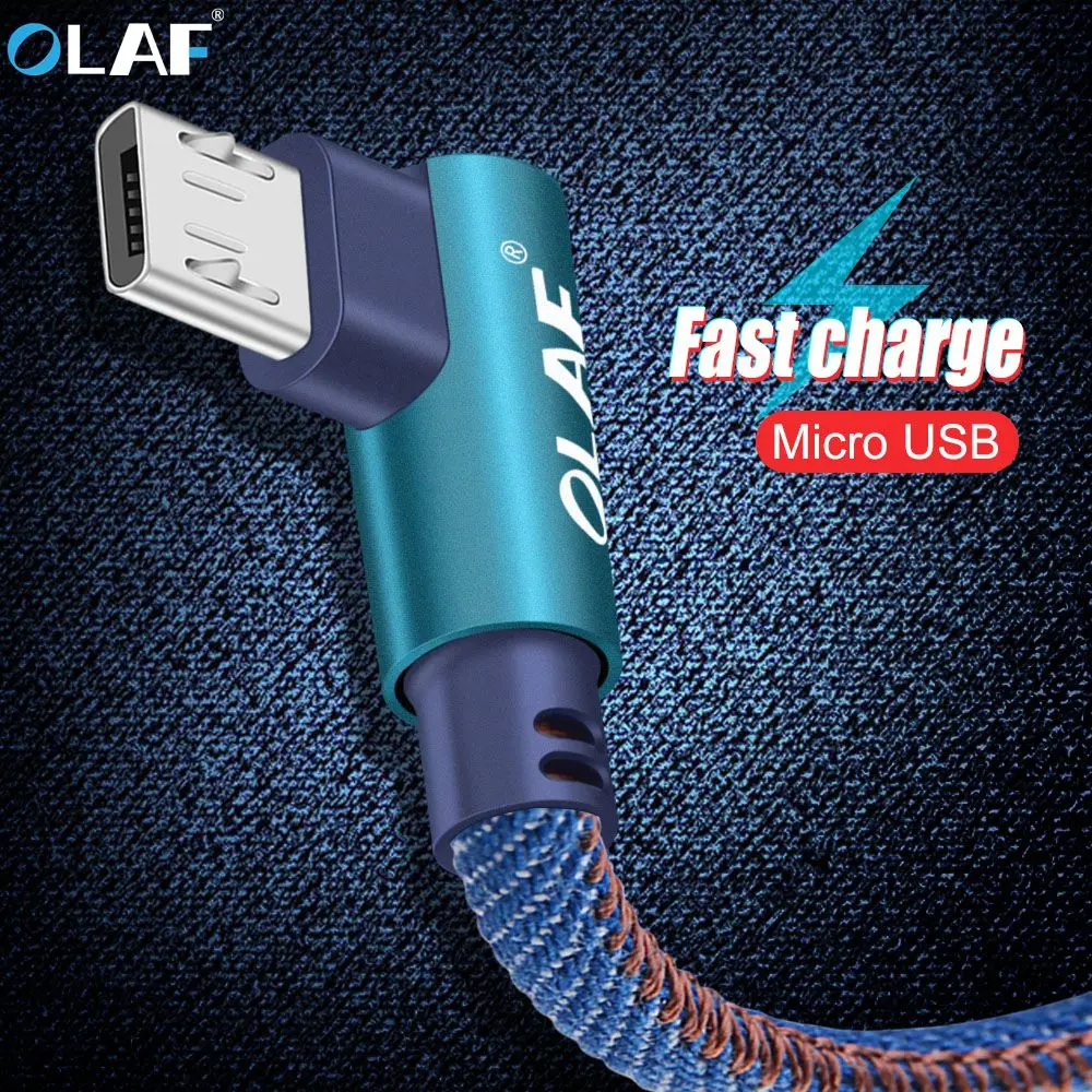 OLAF Micro USB кабель 90 градусов нейлон Быстрая зарядка Дата для Samsung Xiaomi планшета Android