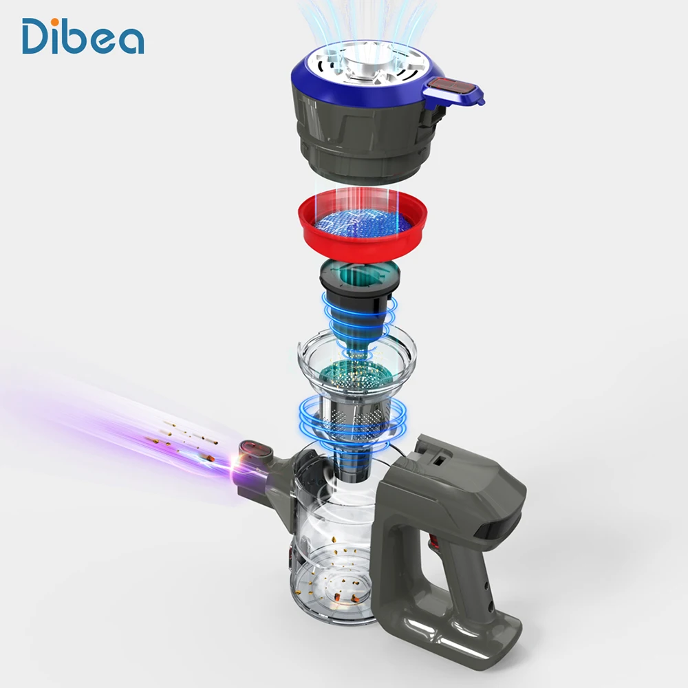 Dibea V008 Портативный 2 в 1 беспроводной ручной пылесос светодиодный светильник