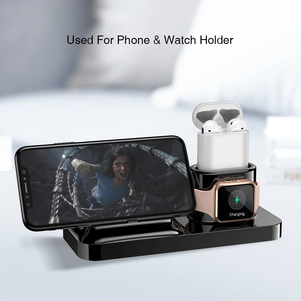 Зарядное устройство KISSCASE 3 в 1 для телефонов iPhone X XR беспроводное зарядное Apple Watch 4