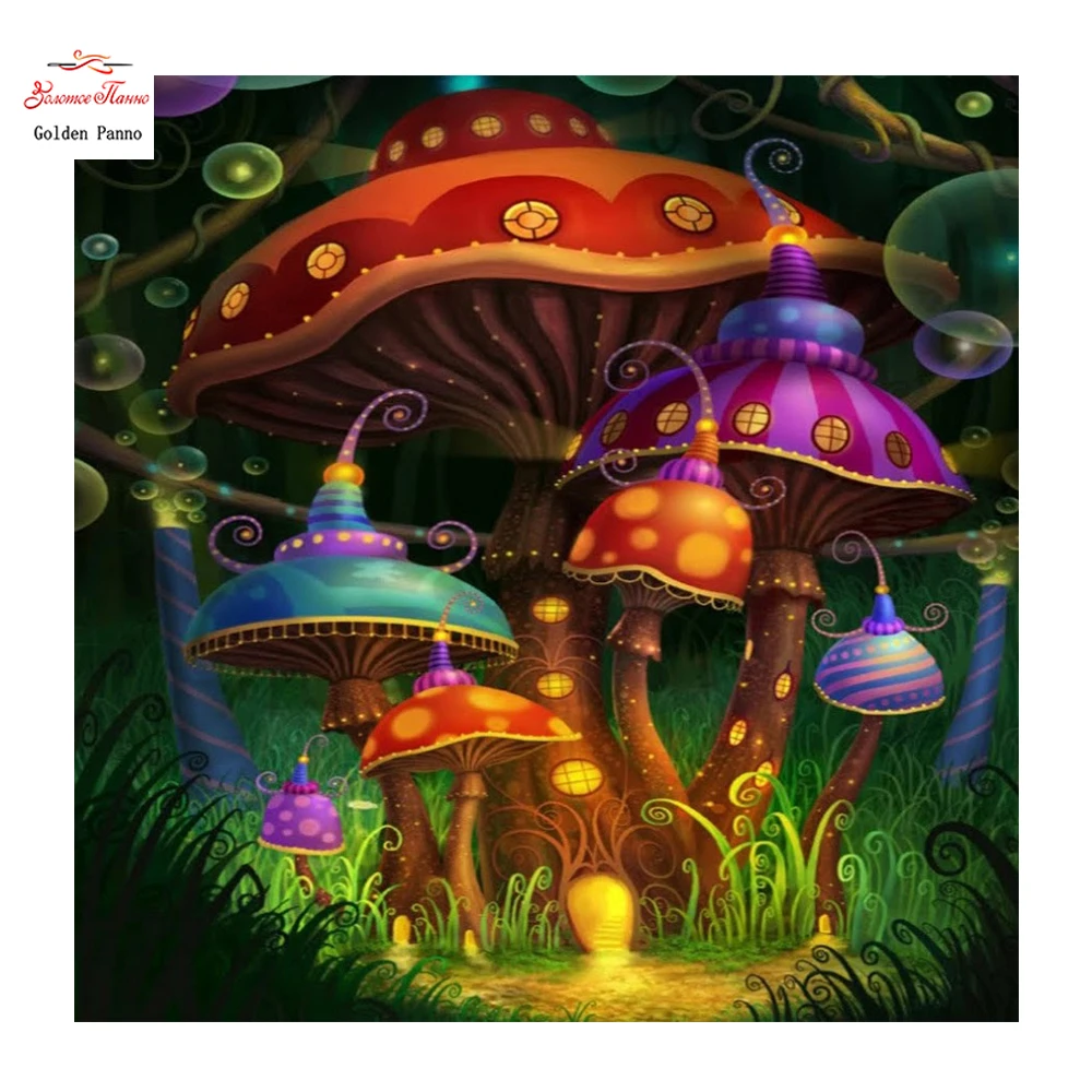 

Алмазная мозаика, мультфильм, ручная работа, подарки, полностью квадратная смола, кристальная Алмазная картина, Грибная серия, ручная работ...