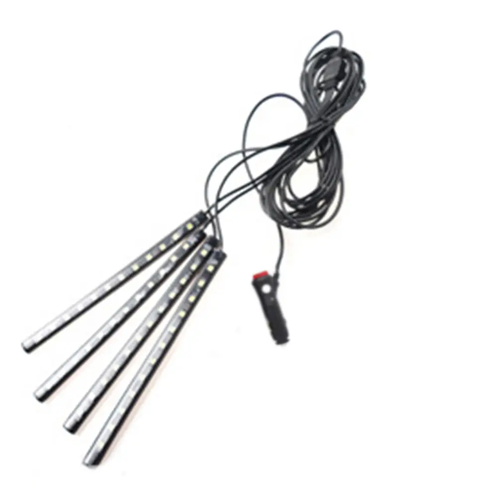 

4X12 LED Red Charge Interior Accessories Foot Car Decorative Light Lamps LED Voice-activated Footlights Atmosphere Lights