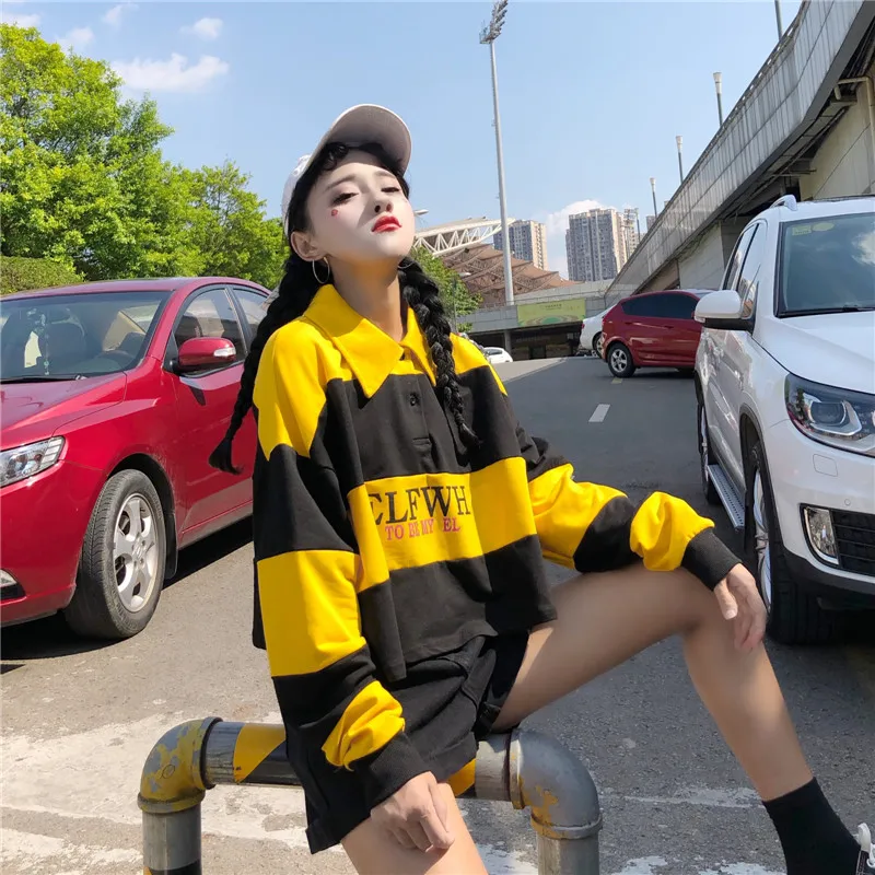 Женская Осенняя одежда ulzzang Harajuku в Корейском стиле футболки с буквенным принтом