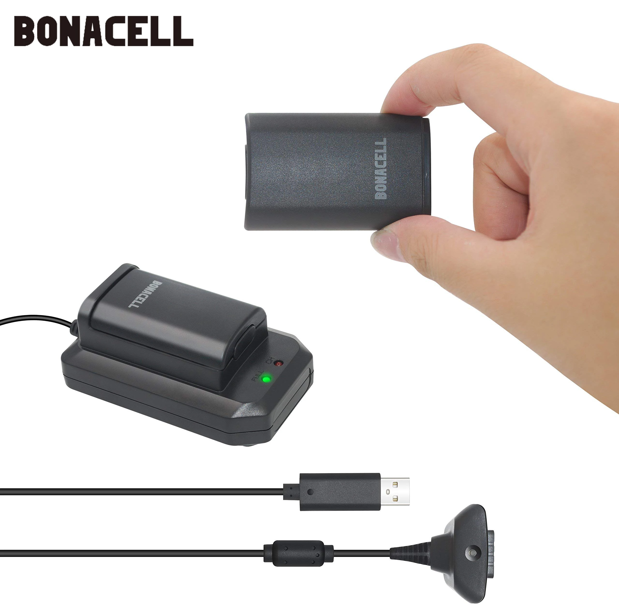 Аккумулятор Bonacell 2x2200 мАч + зарядный кабель для Xbox 360 беспроводные игровые