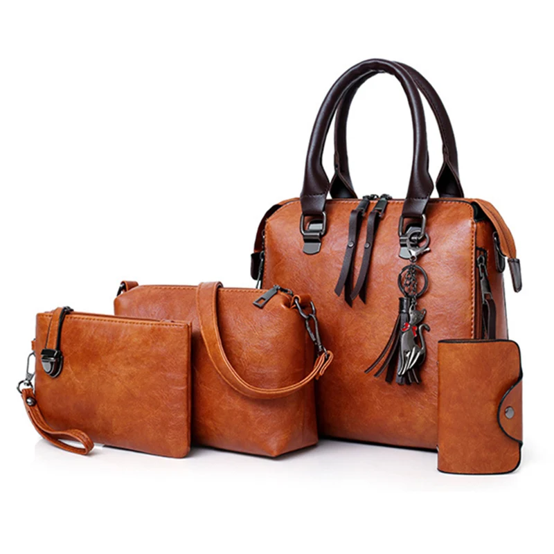 Новинка 4 шт./компл. женские композитные сумки Сумки из искусственной кожи через