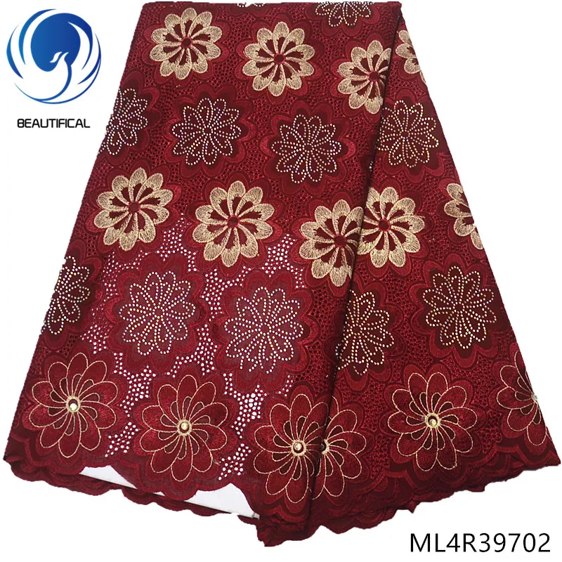

BEAUTIFICAL african swiss voile lace in dubai bridal lace fabrics high quality 2019 with rhinestones cheap wholesale ML4R397