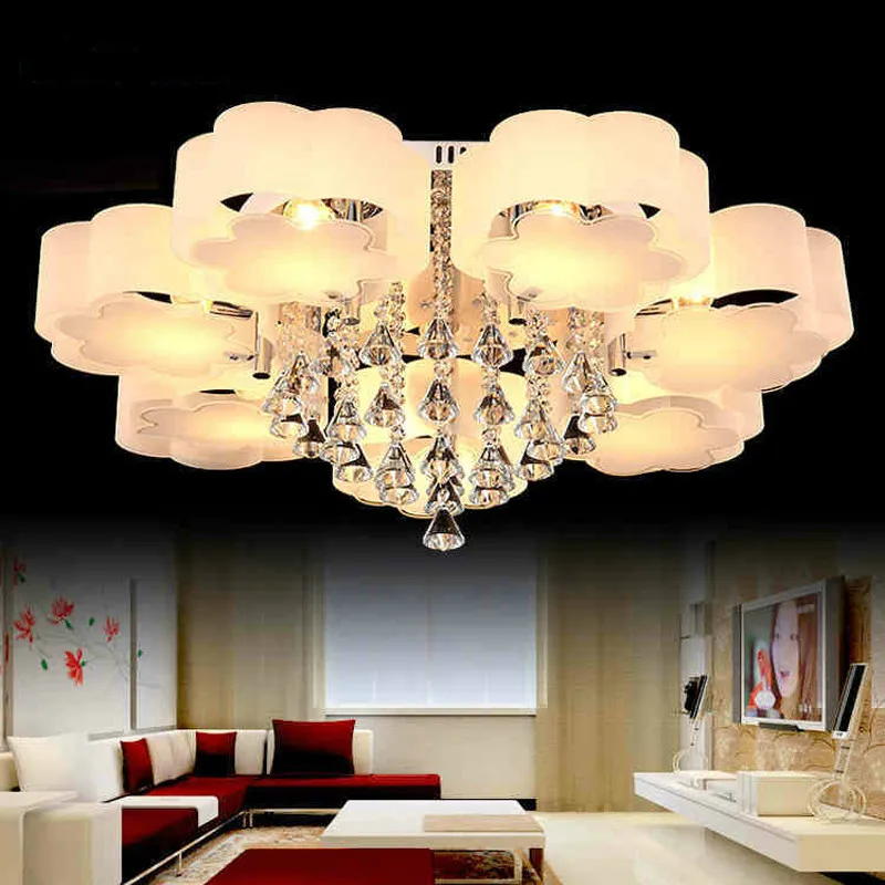 

Modern Plum Acrylic Bedroom Led Chandeliers Lighting Lustre Crystal Living Room Dimmable Led Ceiling Chandelie Light Fixtures