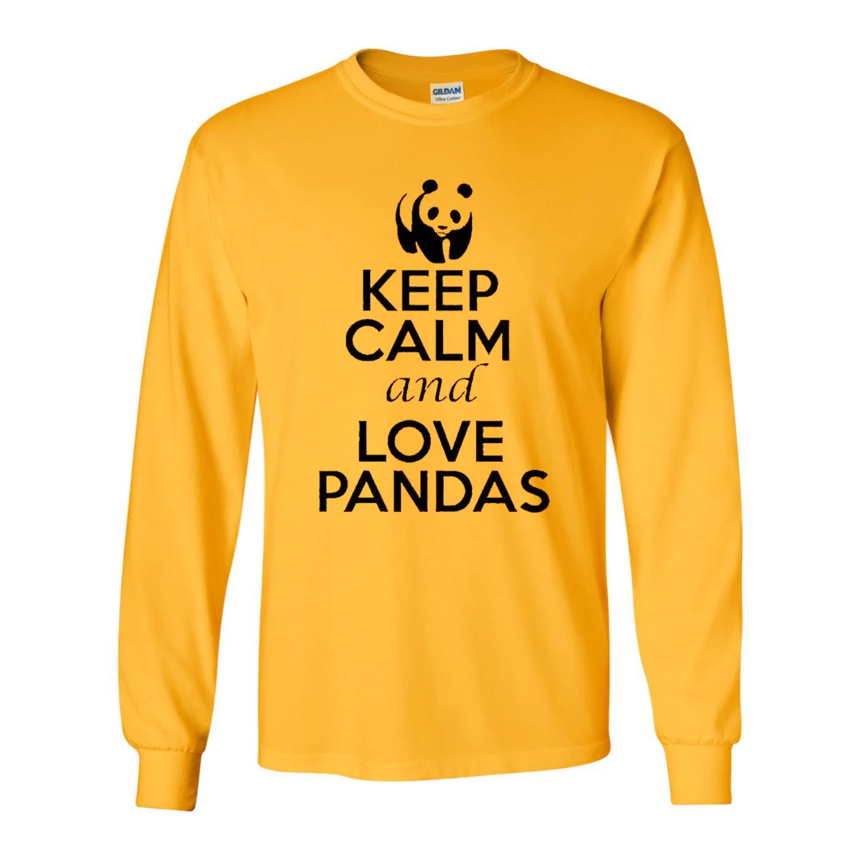 Длинные рукава взрослая Футболка Keep Calm and Love красные панды|Мужские толстовки и