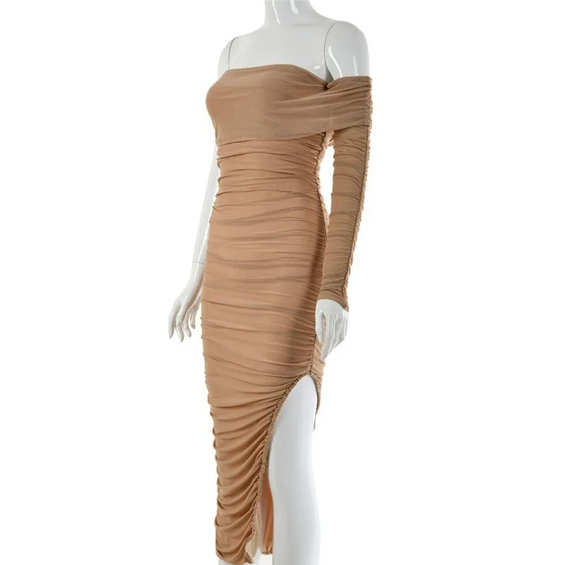 Летнее женское Красное абрикосовое Сетчатое ДРАПИРОВАННОЕ Бандажное платье на