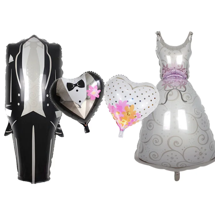 

4PC/lot Groom Bride Wedding Dress Foil Balloon Marriage Decoration Balloon for Romantic Wedding Engagement Party Decor Supplies