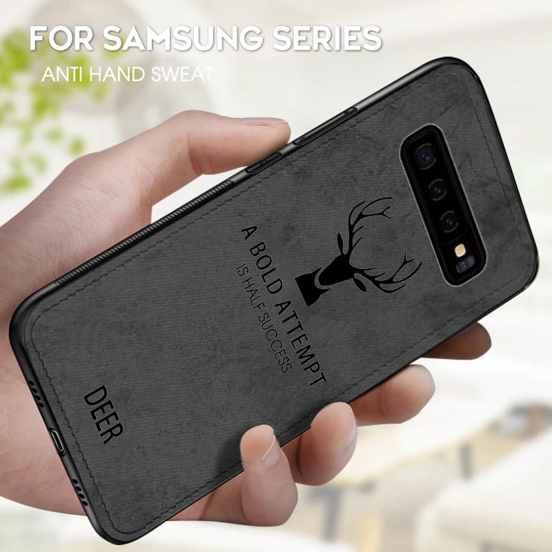 Для Samsung Galaxy A50 A30 M20 A8 A6 2018 J5 J7 J3 2017 Note9 8 S8 S9 S10 Plus S10e олень ткань Texrure чехол для
