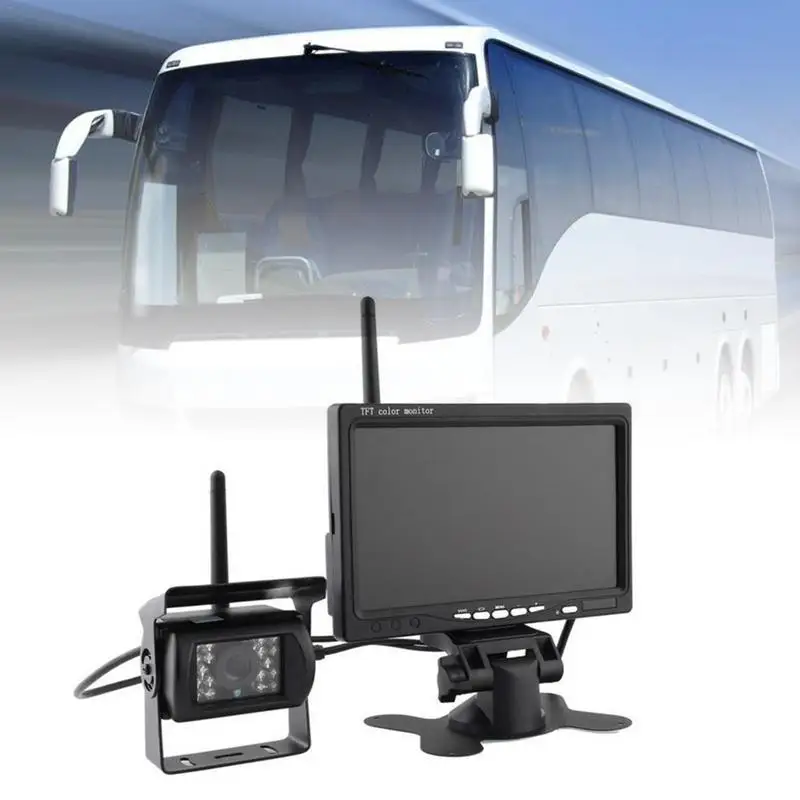 

Wireless LED Reverse Reversing Camera & IR Night Vision 7" Car Monitor For Truck Bus Caravan RV Van Trailer Rear View Camera