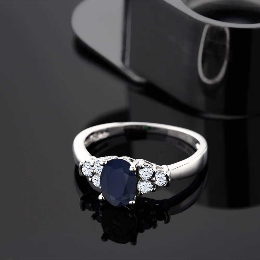 GemStoneKing 0 79 КТ овальной натуральный голубой сапфир Белый Топаз драгоценный камень
