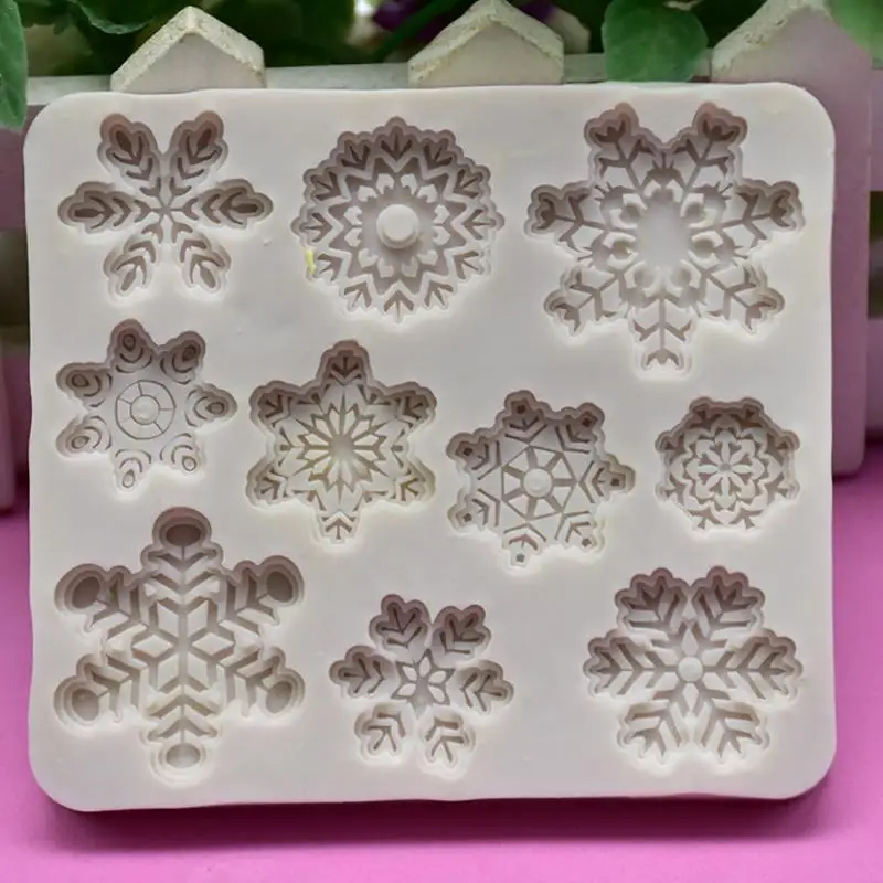 

DIY baking molds silicone Christmas Snowflake Cake Chocolate Shape Clay fondant molds for cake decorating #CW