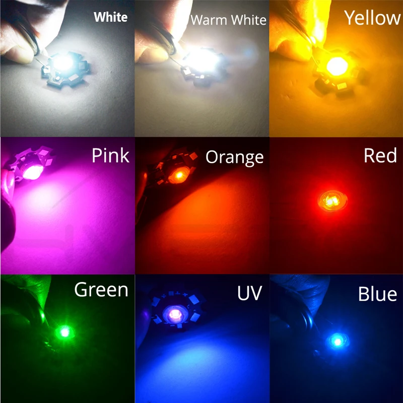 100 шт. 3 Вт чип высокой мощности белый красный синий зеленый свет бисер эмиттер