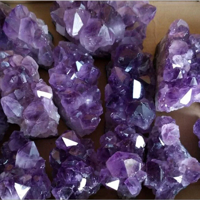 Домашний декор натуральный Уругвайский аметист кластера Geode фиолетового цвета с