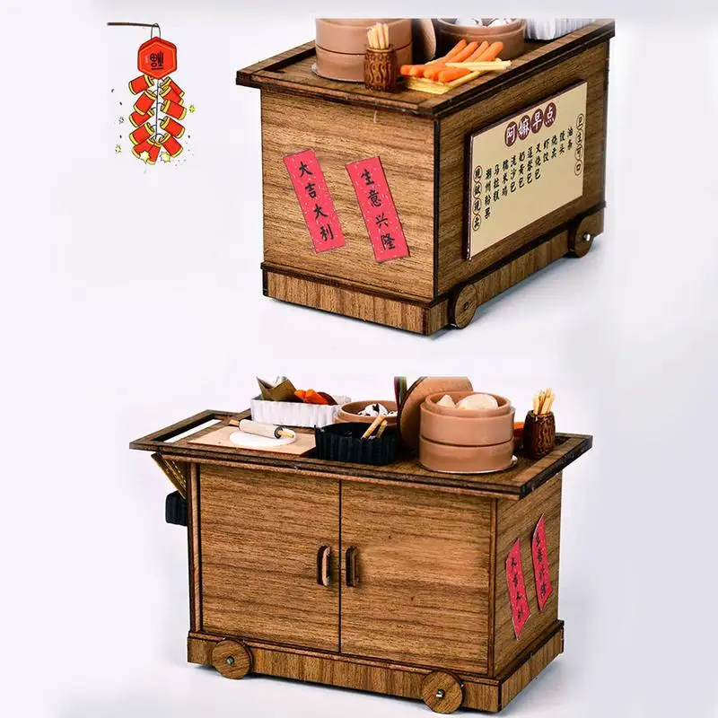 Китайская тележка для завтрака сделай сам Dollhosue игрушка имитация кукольного