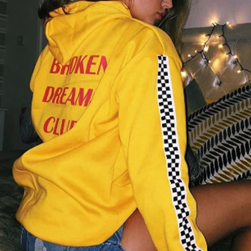 

Свитшот в стиле Харадзюку с надписью «Broken Dreams» для клуба, осенне-зимние топы, свободная верхняя одежда, флисовые пуловеры, толстовка, одежда ...