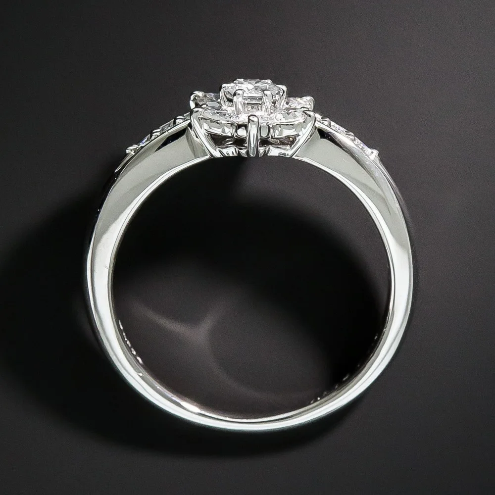 Visisap Luxury Flowers Zircon Ring for Female White Gold Color Jewelry Wedding Engagement Rings Supplier Accessories B2190 | Украшения и