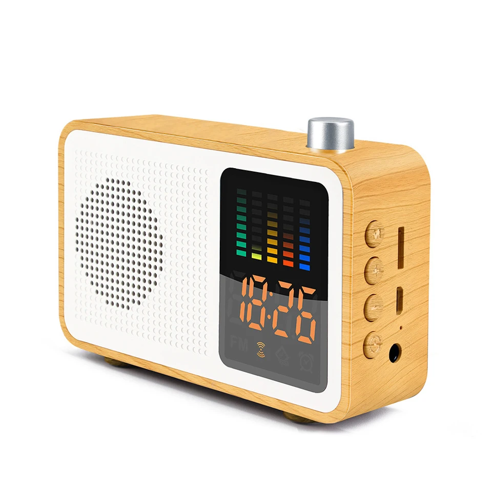 Ретро деревянный Bluetooth fm-радио динамик HIFI беспроводной громкоговоритель 3D