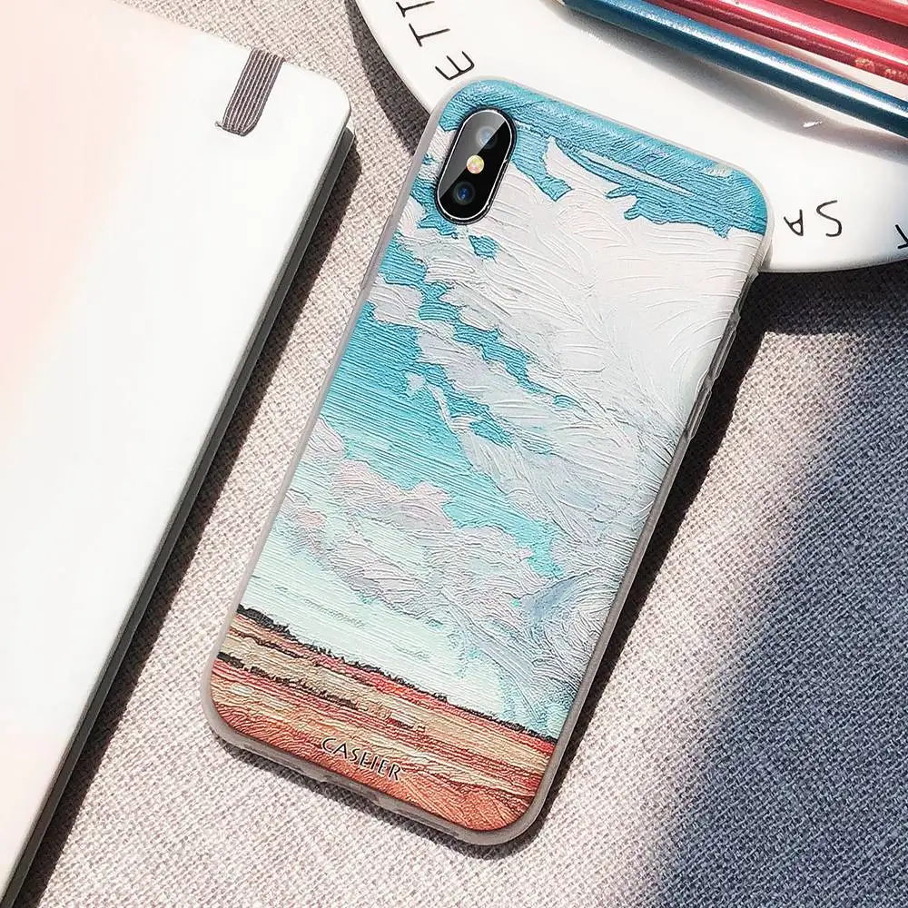 CASEIER чехол для телефона с рисунком &quotКартина маслом&quot iPhone X XS MAX XR Мягкий ТПУ 8 7 6S 5