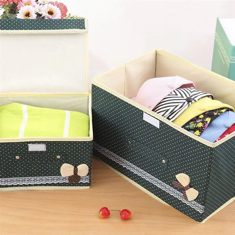 2pcs/set Cute Bow Tie Home Storage Boxes Bins Organization Closet Underwear Organizer | Дом и сад