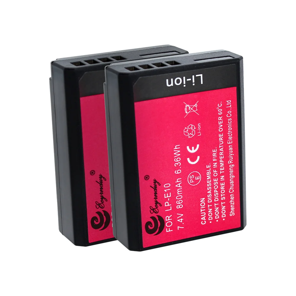 2 шт. LP E10 LPE10 E10C E10E Камера аккумулятор с двойным зарядным устройством для цифровой