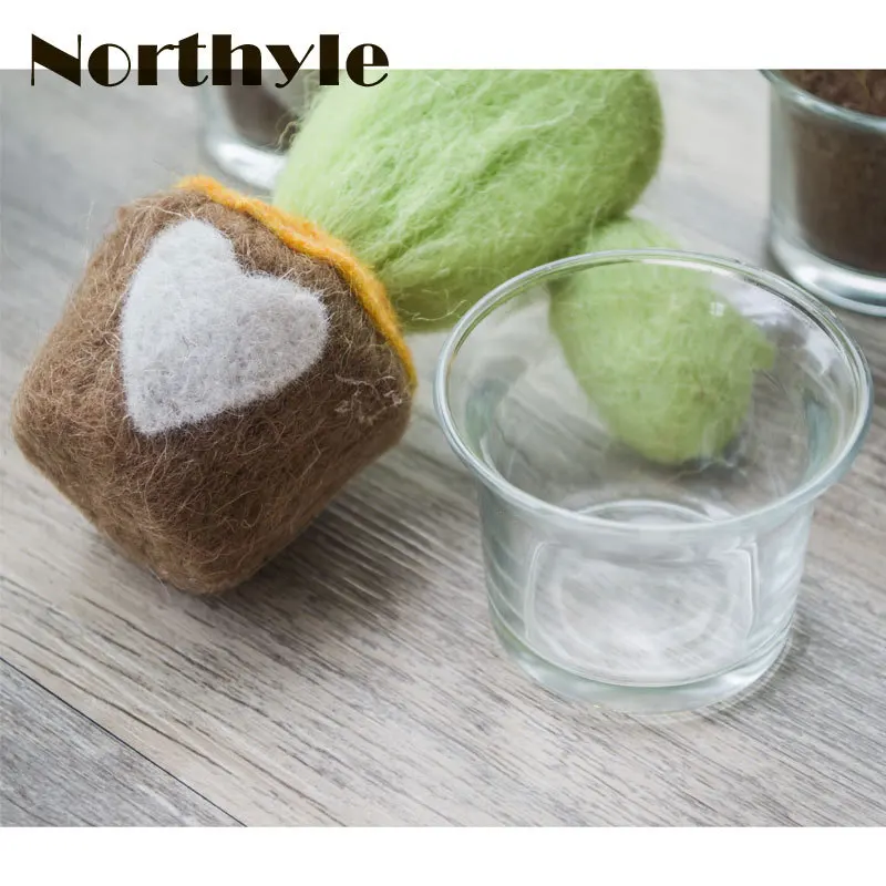 Original Northyle wool potted cactus miniature fleece figurine fake plant craft christmas gift home decoration | Дом и сад