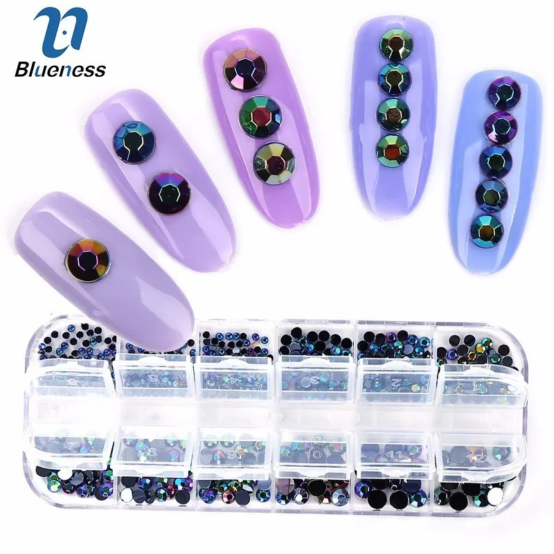 Blueness1Box Красота 3D Акриловый Дизайн ногтей драгоценные камни Кристаллы Стразы для