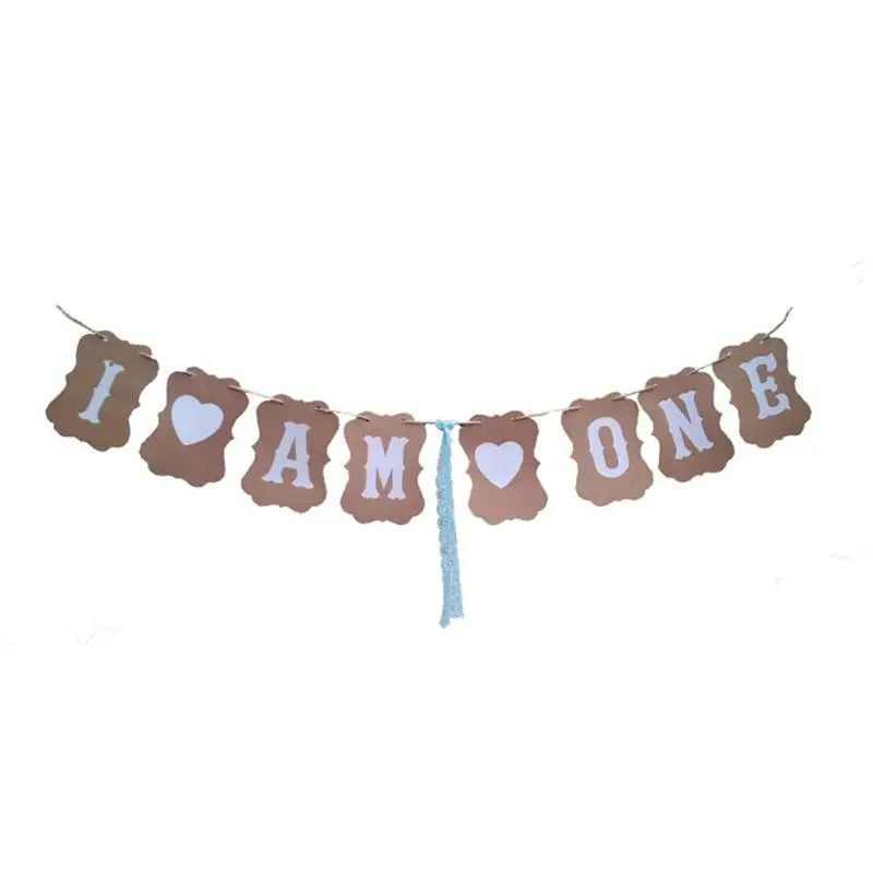 2 0 M I AM ONE Bunting баннер крафт бумага флаги льняной висячая гирлянда для детского