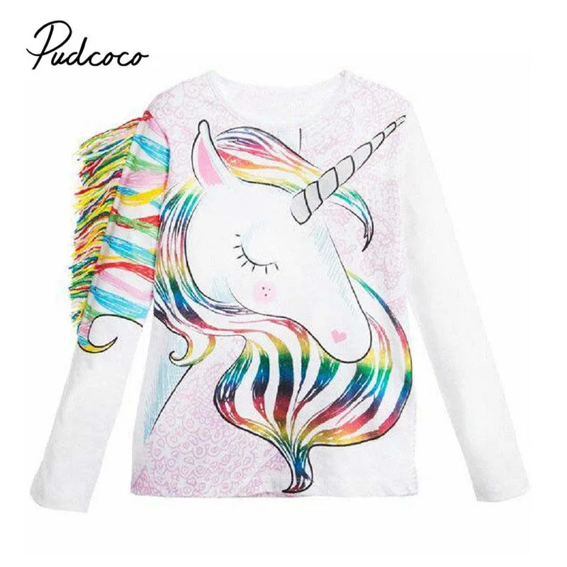 2018 горячая девушка Unicorn футболка Новое поступление струйчатые в виде единорога