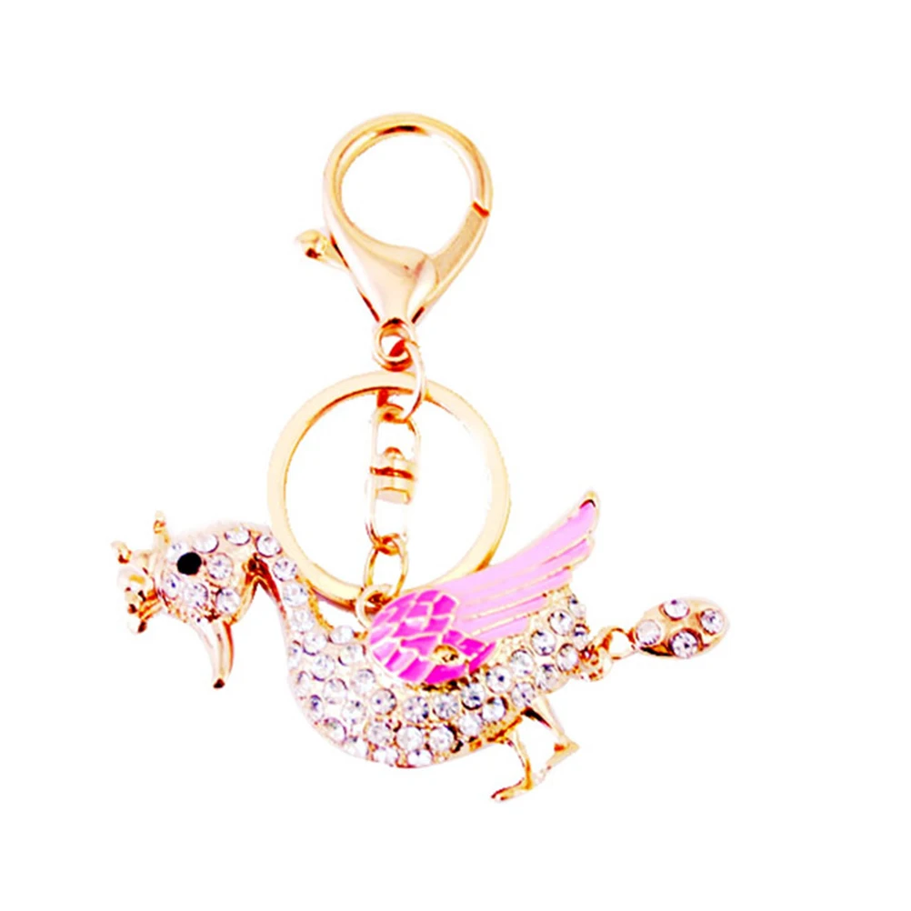 1pcs Duck Rhinestone Keychain Charming Cute Hanging Car Keyring Purse Bag Pendant Decoration Random Color | Автомобили и