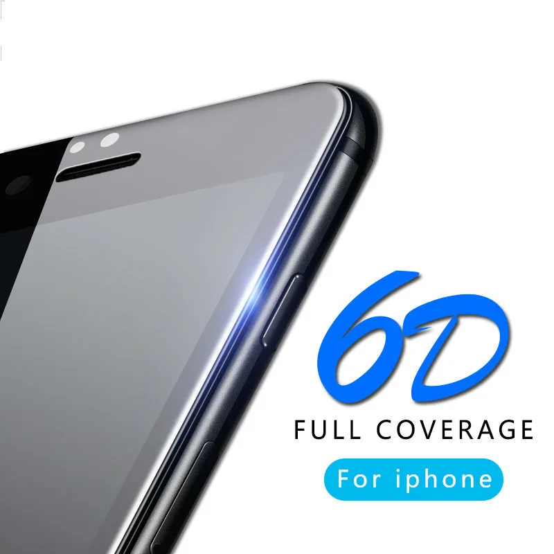 6D закаленное стекло для IPhone 6 6s 7 XR XS Max стеклянная пленка HD 8 Plus защита экрана