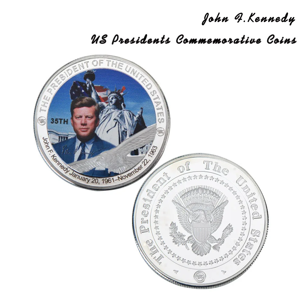 WR John F. Металлическая монета Kennedy США 35-й президент Посеребренная памятная для