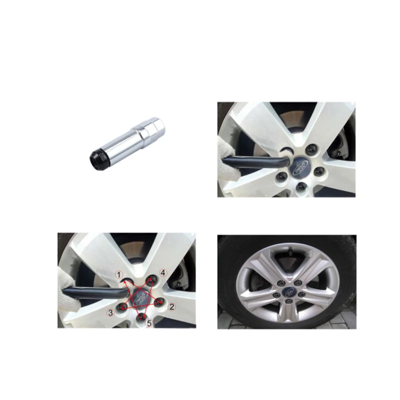 Justech M12x1.5 черный замок колеса Muts + уникальный гнездо для Ford Focus 21 шт. сплав с
