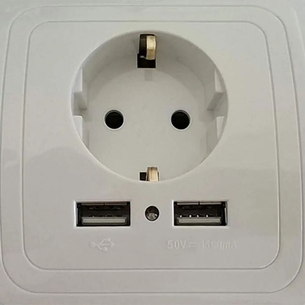 Новинка 2 порта USB AC Розетка штепсельная вилка европейского стандарта безопасные