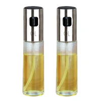 2pcsset glass oil spray bottle pump kitchen olive oil sprayer stainless steel oil pot bottle oil dispenser gadget cooking tool