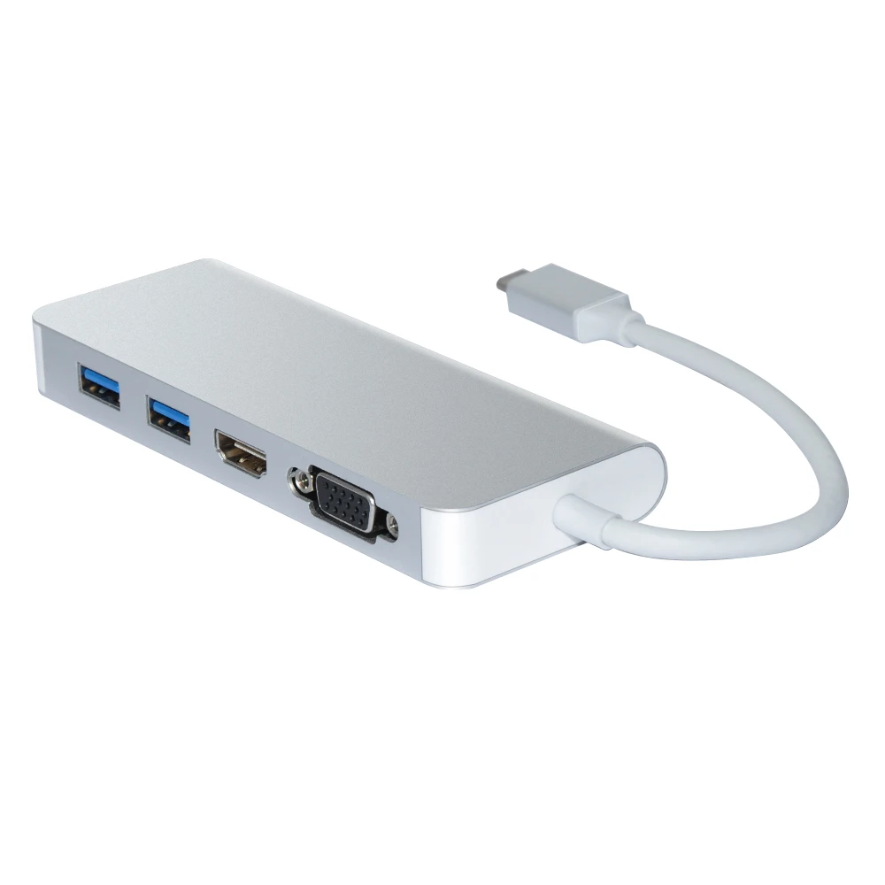 PPYY новый тип C Pd зарядка Rj45 сетевой порт 4K Hdmi Vga Usb3.0 концентратор адаптер для Windows 10