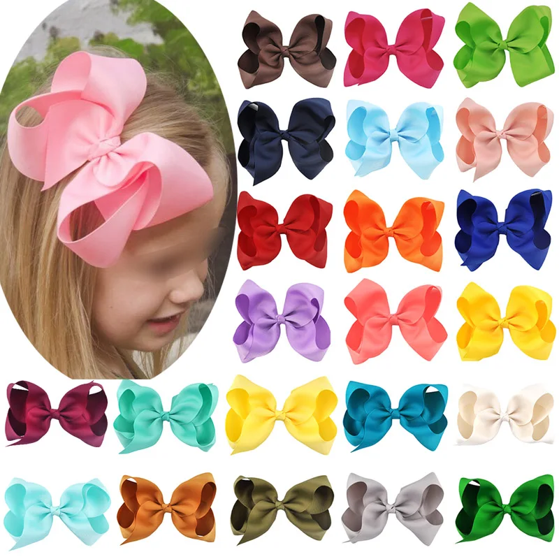 Accesorios para el cabello de 6 pulgadas para niña, cinta de grogrén con lazo, horquillas de princesa, pinzas para el pelo, 1 unidad (0)