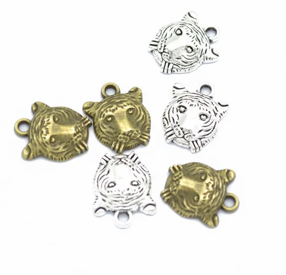 

160pcs Exquisite Tiger head charms pendants 15*12MM antique silver bronze alloy Handmade earring bracelet necklace Jewelry DIY