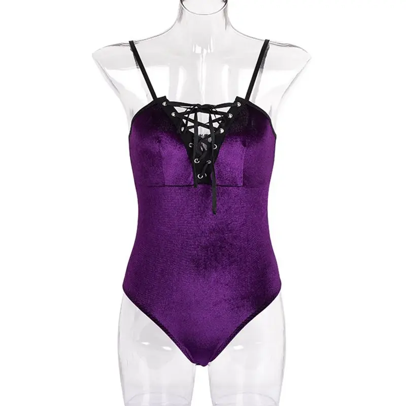 Летний сексуальный комбинезон для женщин с перекрестной шнуровкой Глубокий V