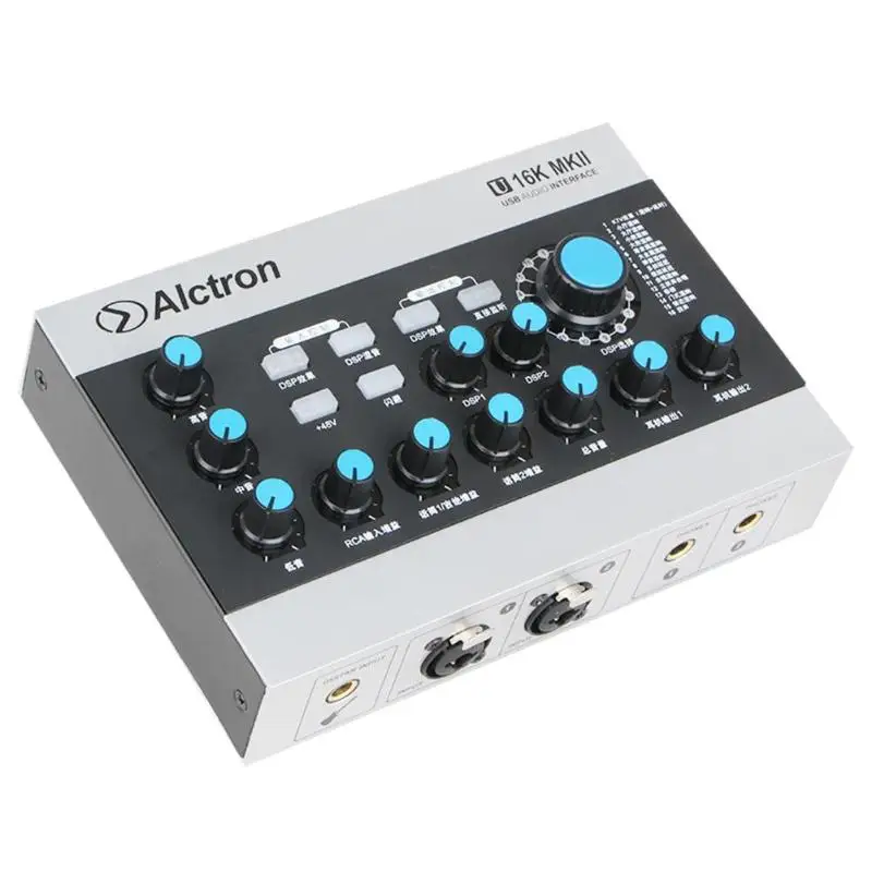 Alctron U16K MKII USB аудио интерфейс записи Внешняя USB звуковая карта с DSP эффектом 48 В фантомное питание в RCA кабель для Micro