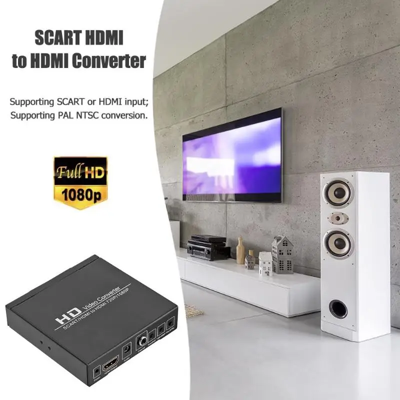 Высокое качество scart HDMI конвертер HD 720 P/1080 P цифровой видеопреобразователь