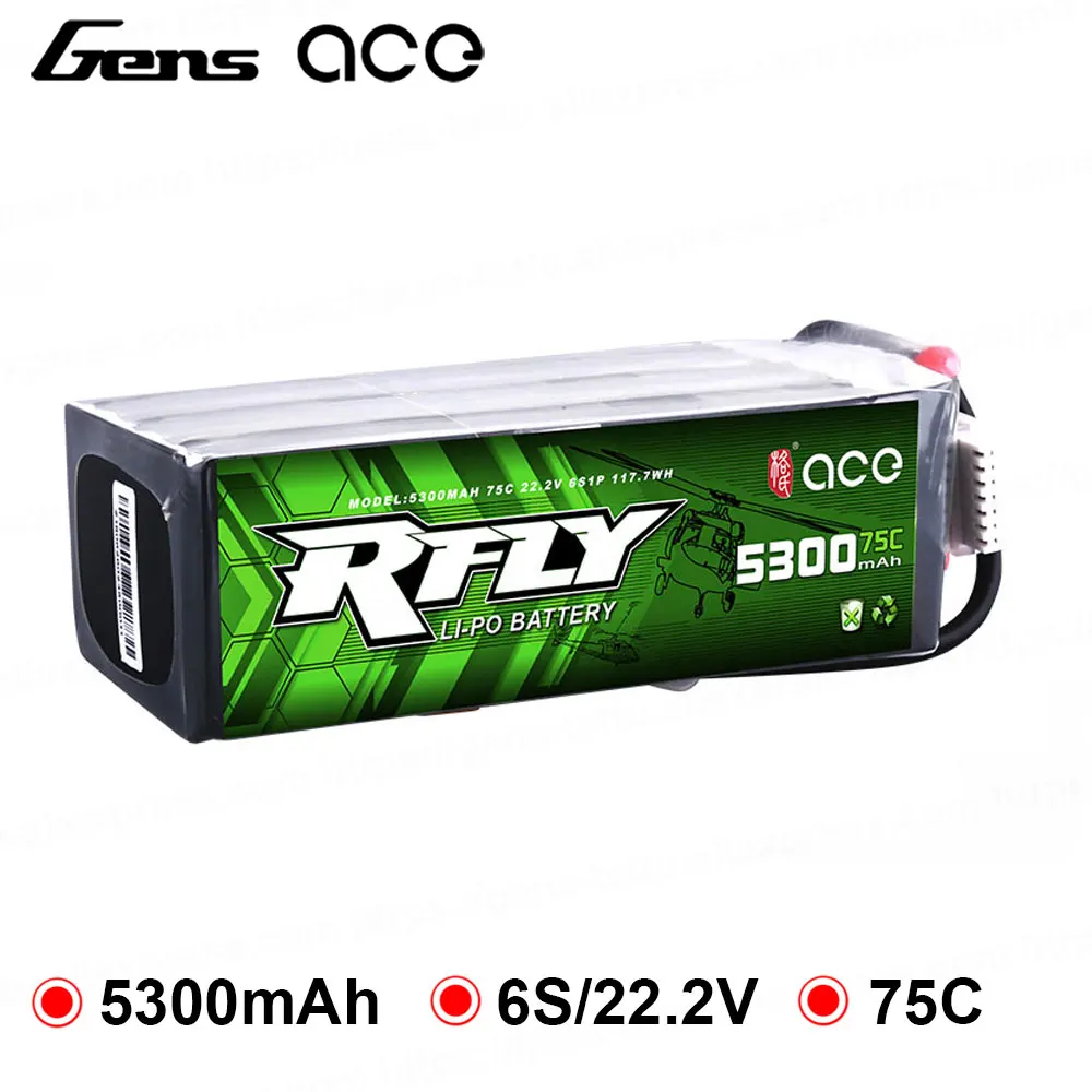 Литий-ионный аккумулятор Gens ace RFly 5300 мАч 6S 22 2 в 75C Max 150C с разъемом Dean T для Traxxas лодки