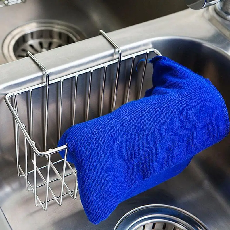 Adeeing Stainless Steel Kitchen Sponge Holder Sink Caddy Brush Towel Soap Drainer Rack For Basket | Дом и сад