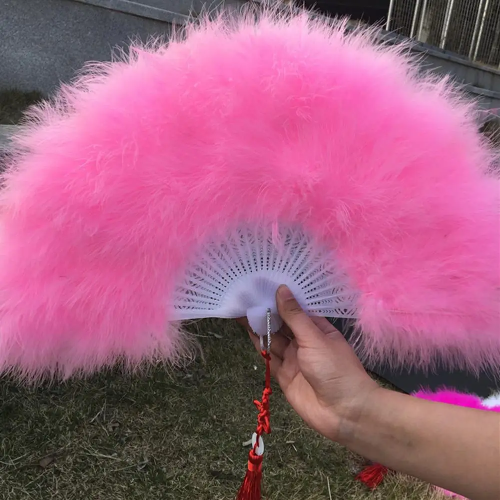 

Natural Feather Hand Fan Festival Performance Dance Folding Fan Home Decoration