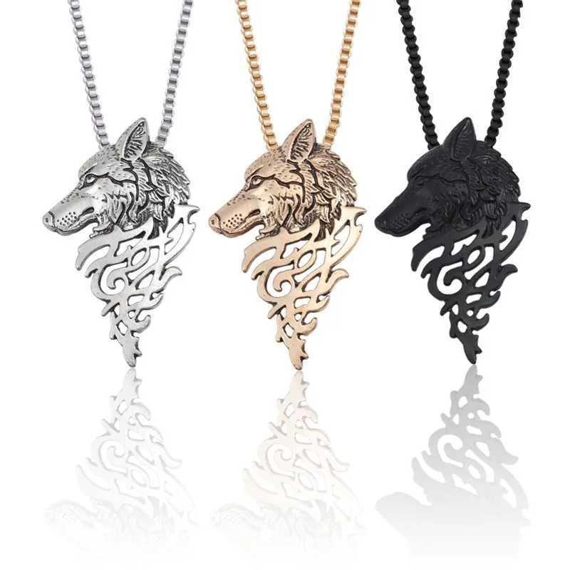 

Punk Wolf Necklace Hip Hop Animal Pendant Necklaces For Men Unisex Wolf Head Necklaces Enamel Alloy Choker Mens Jewelry